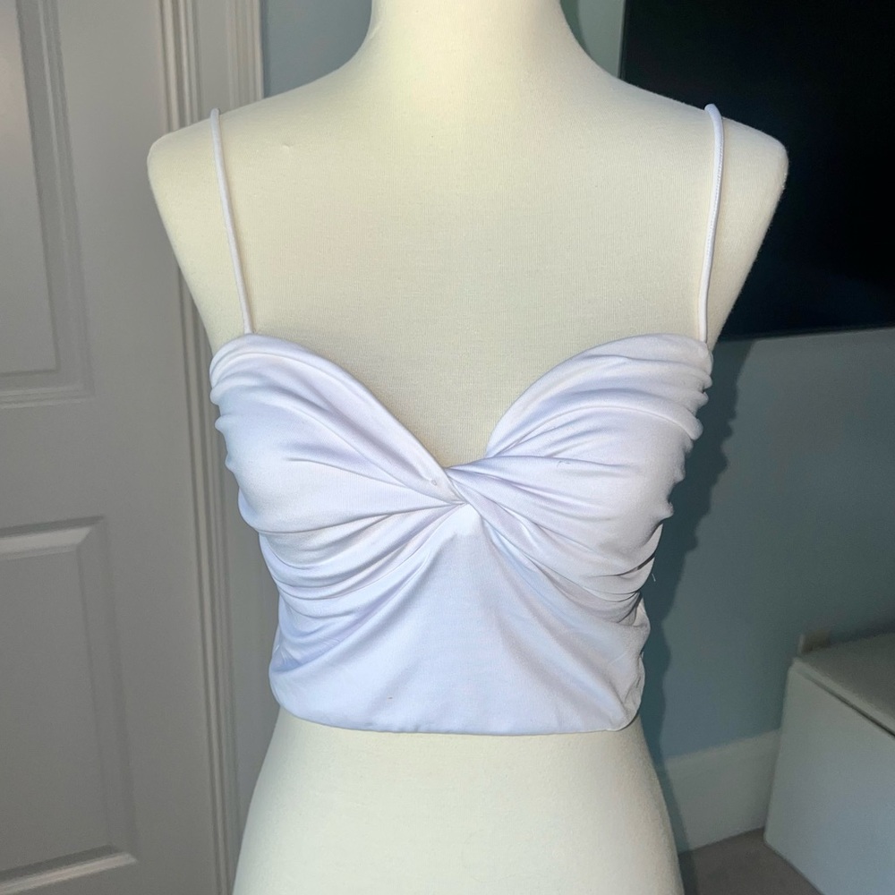 Lovers + Friends White Twist-Front Top